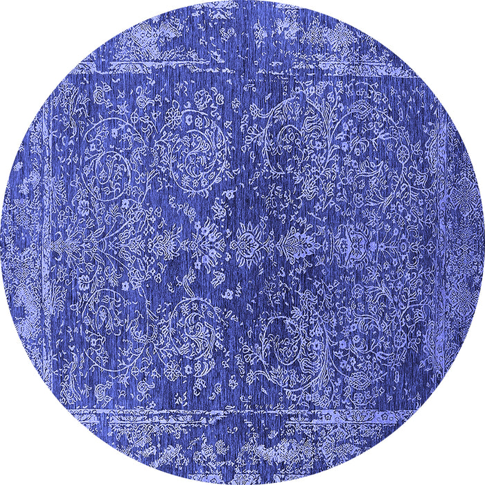Round Oriental Blue Industrial Rug, urb2557blu