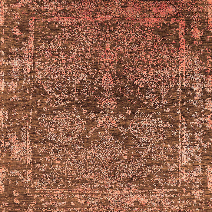 Square Machine Washable Oriental Orange Industrial Area Rugs, wshurb2557org