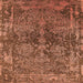 Square Machine Washable Oriental Orange Industrial Area Rugs, wshurb2557org