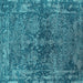 Square Machine Washable Oriental Turquoise Industrial Area Rugs, wshurb2557turq