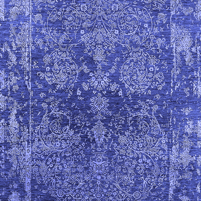 Machine Washable Oriental Blue Industrial Rug, wshurb2557blu