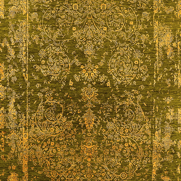 Machine Washable Oriental Yellow Industrial Rug, wshurb2557yw