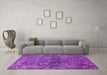 Machine Washable Oriental Pink Industrial Rug in a Living Room, wshurb2557pnk