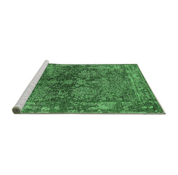 Sideview of Machine Washable Oriental Emerald Green Industrial Area Rugs, wshurb2557emgrn
