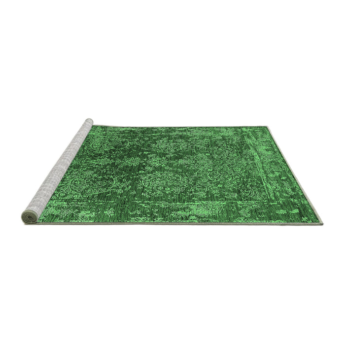 Sideview of Machine Washable Oriental Emerald Green Industrial Area Rugs, wshurb2557emgrn