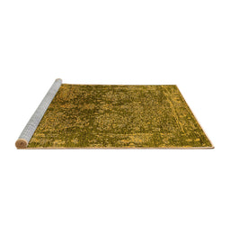 Sideview of Machine Washable Oriental Yellow Industrial Rug, wshurb2557yw