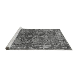 Sideview of Machine Washable Oriental Gray Industrial Rug, wshurb2557gry