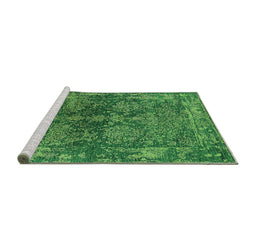 Sideview of Machine Washable Oriental Green Industrial Area Rugs, wshurb2557grn