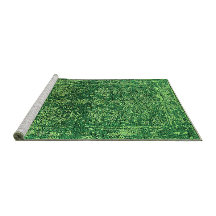 Sideview of Machine Washable Oriental Green Industrial Area Rugs, wshurb2557grn