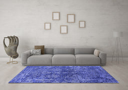 Machine Washable Oriental Blue Industrial Rug in a Living Room, wshurb2557blu