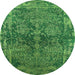 Round Oriental Green Industrial Rug, urb2557grn