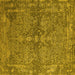 Square Machine Washable Oriental Yellow Industrial Rug, wshurb2558yw