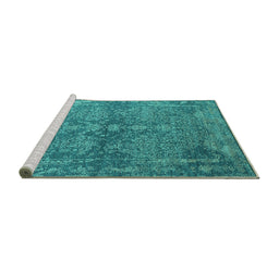 Sideview of Machine Washable Oriental Turquoise Industrial Area Rugs, wshurb2558turq