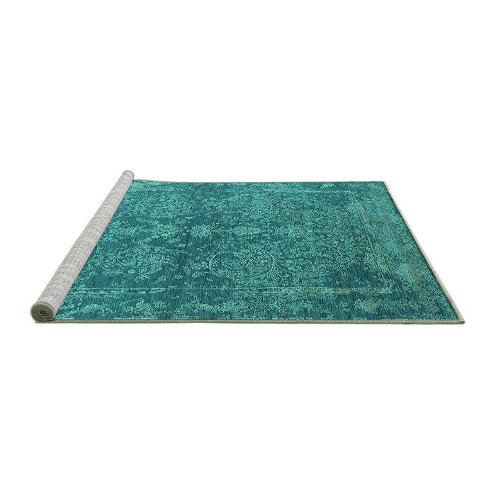 Sideview of Machine Washable Oriental Turquoise Industrial Area Rugs, wshurb2558turq