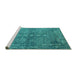 Sideview of Machine Washable Oriental Turquoise Industrial Area Rugs, wshurb2558turq