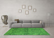Machine Washable Oriental Green Industrial Area Rugs in a Living Room,, wshurb2558grn