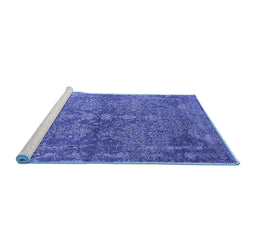 Sideview of Machine Washable Oriental Blue Industrial Rug, wshurb2558blu