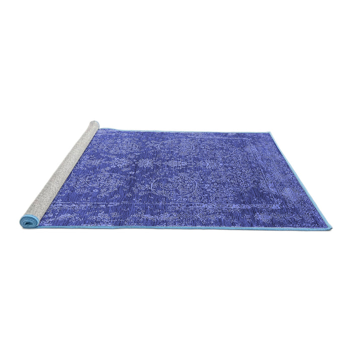 Sideview of Machine Washable Oriental Blue Industrial Rug, wshurb2558blu