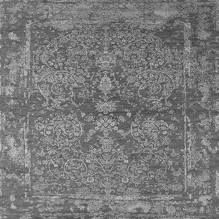 Square Machine Washable Oriental Gray Industrial Rug, wshurb2558gry