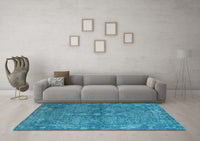 Machine Washable Oriental Light Blue Industrial Rug, wshurb2558lblu