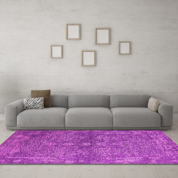 Machine Washable Oriental Pink Industrial Rug in a Living Room, wshurb2558pnk