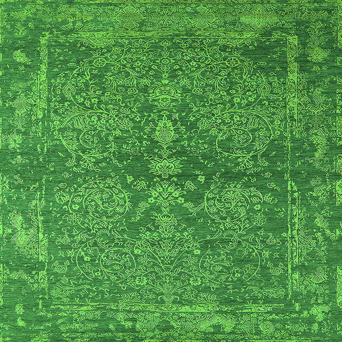 Square Machine Washable Oriental Green Industrial Area Rugs, wshurb2558grn