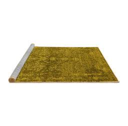 Sideview of Machine Washable Oriental Yellow Industrial Rug, wshurb2558yw