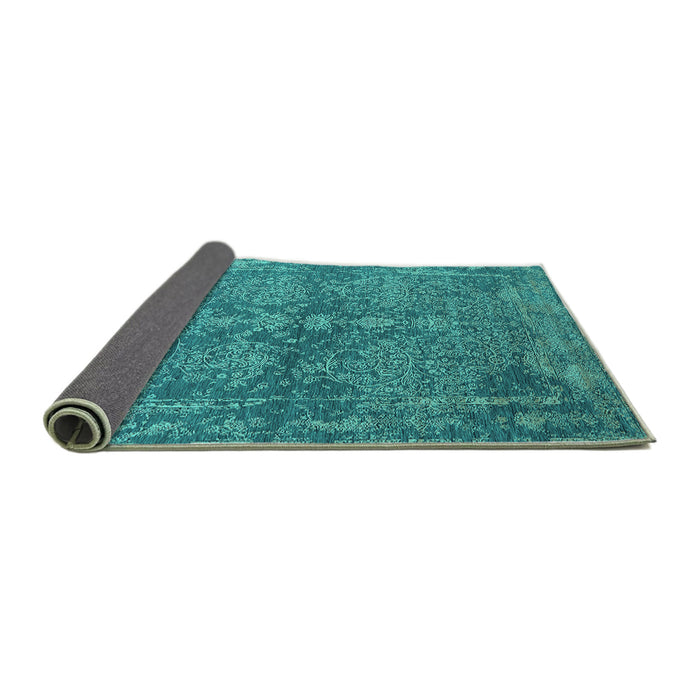Sideview of Oriental Turquoise Industrial Rug, urb2558turq
