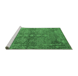 Sideview of Machine Washable Oriental Emerald Green Industrial Area Rugs, wshurb2558emgrn