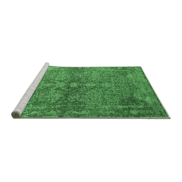 Sideview of Machine Washable Oriental Emerald Green Industrial Area Rugs, wshurb2558emgrn