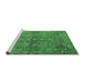 Sideview of Machine Washable Oriental Emerald Green Industrial Area Rugs, wshurb2558emgrn