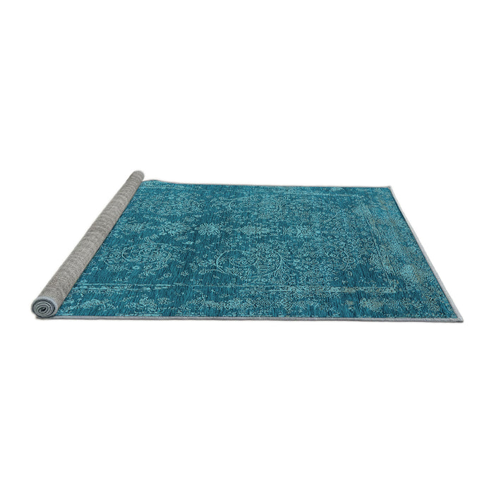 Sideview of Machine Washable Oriental Light Blue Industrial Rug, wshurb2558lblu