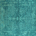 Square Oriental Turquoise Industrial Rug, urb2558turq