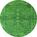 Round Oriental Green Industrial Rug, urb2558grn