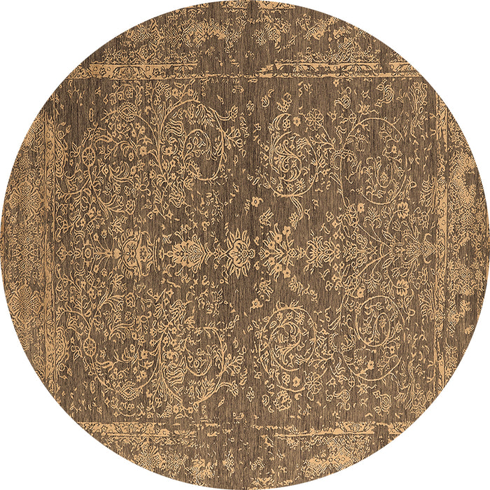 Round Oriental Brown Industrial Rug, urb2558brn