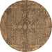 Round Oriental Brown Industrial Rug, urb2558brn