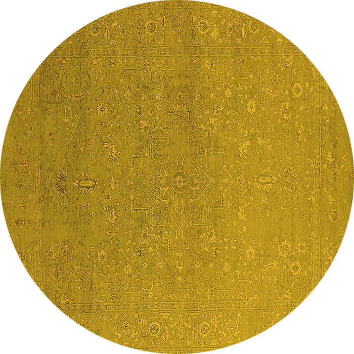 Round Oriental Yellow Industrial Rug, urb2559yw