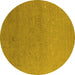 Round Oriental Yellow Industrial Rug, urb2559yw