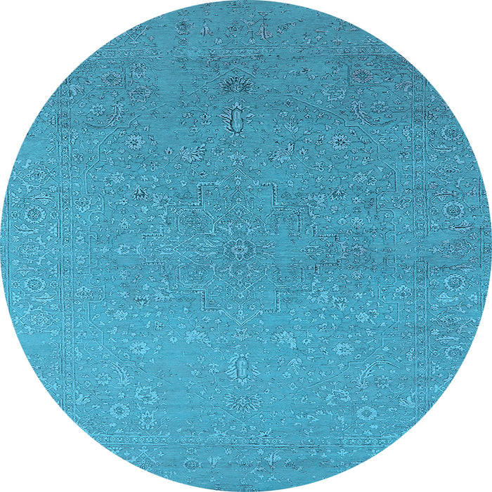 Round Oriental Light Blue Industrial Rug, urb2559lblu