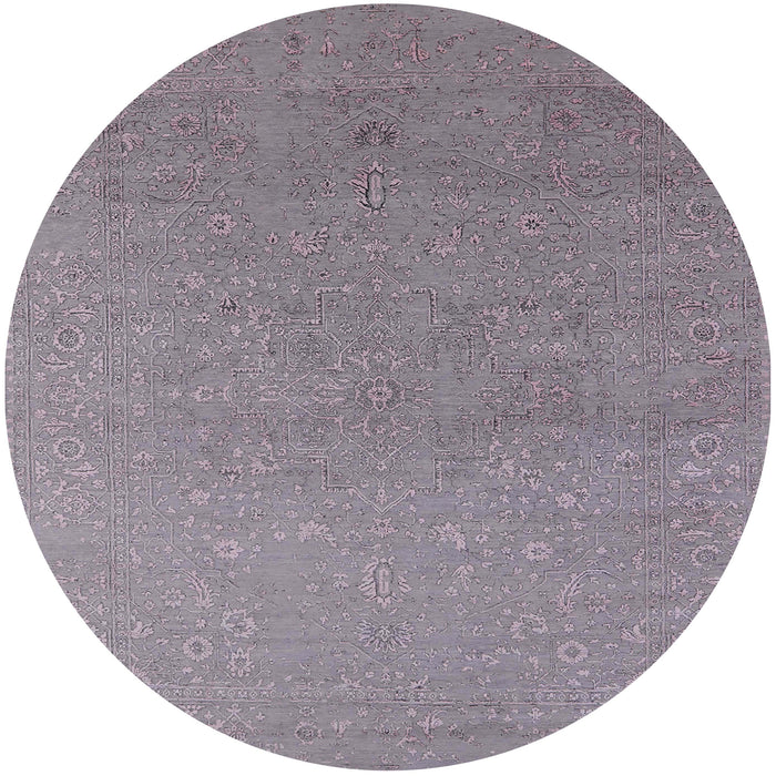 Round Mid-Century Modern Dark Gray Oriental Rug, urb2559