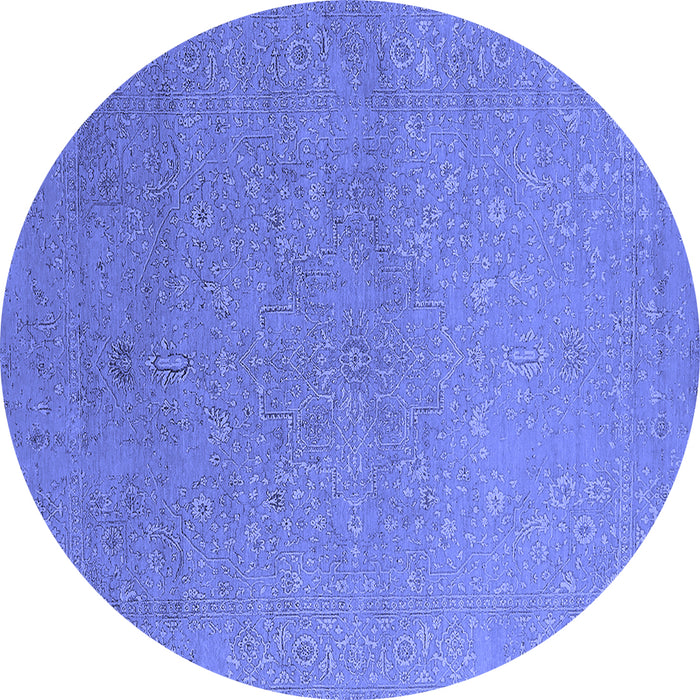 Round Oriental Blue Industrial Rug, urb2559blu