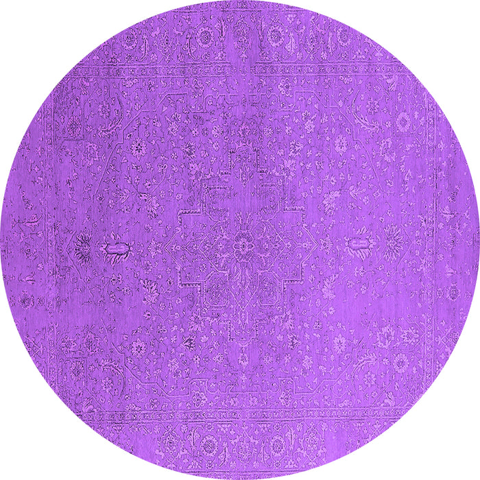 Round Machine Washable Oriental Purple Industrial Area Rugs, wshurb2559pur