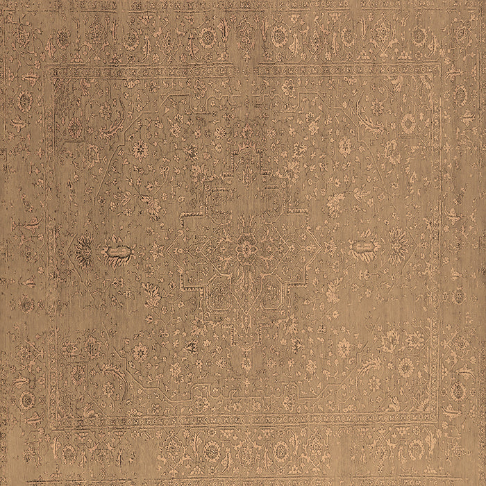 Square Machine Washable Oriental Brown Industrial Rug, wshurb2559brn