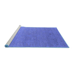 Sideview of Machine Washable Oriental Blue Industrial Rug, wshurb2559blu