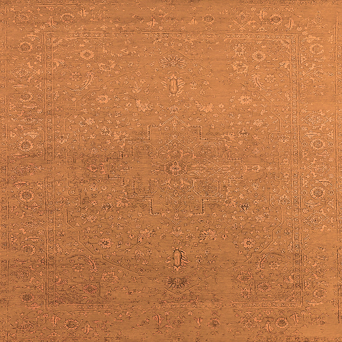Square Machine Washable Oriental Orange Industrial Area Rugs, wshurb2559org