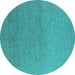 Round Oriental Turquoise Industrial Rug, urb2559turq