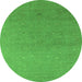 Round Oriental Green Industrial Rug, urb2559grn