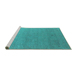 Sideview of Machine Washable Oriental Turquoise Industrial Area Rugs, wshurb2559turq