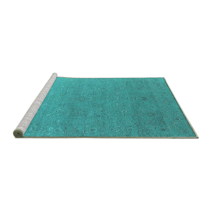 Sideview of Machine Washable Oriental Turquoise Industrial Area Rugs, wshurb2559turq