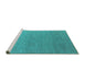 Sideview of Machine Washable Oriental Turquoise Industrial Area Rugs, wshurb2559turq